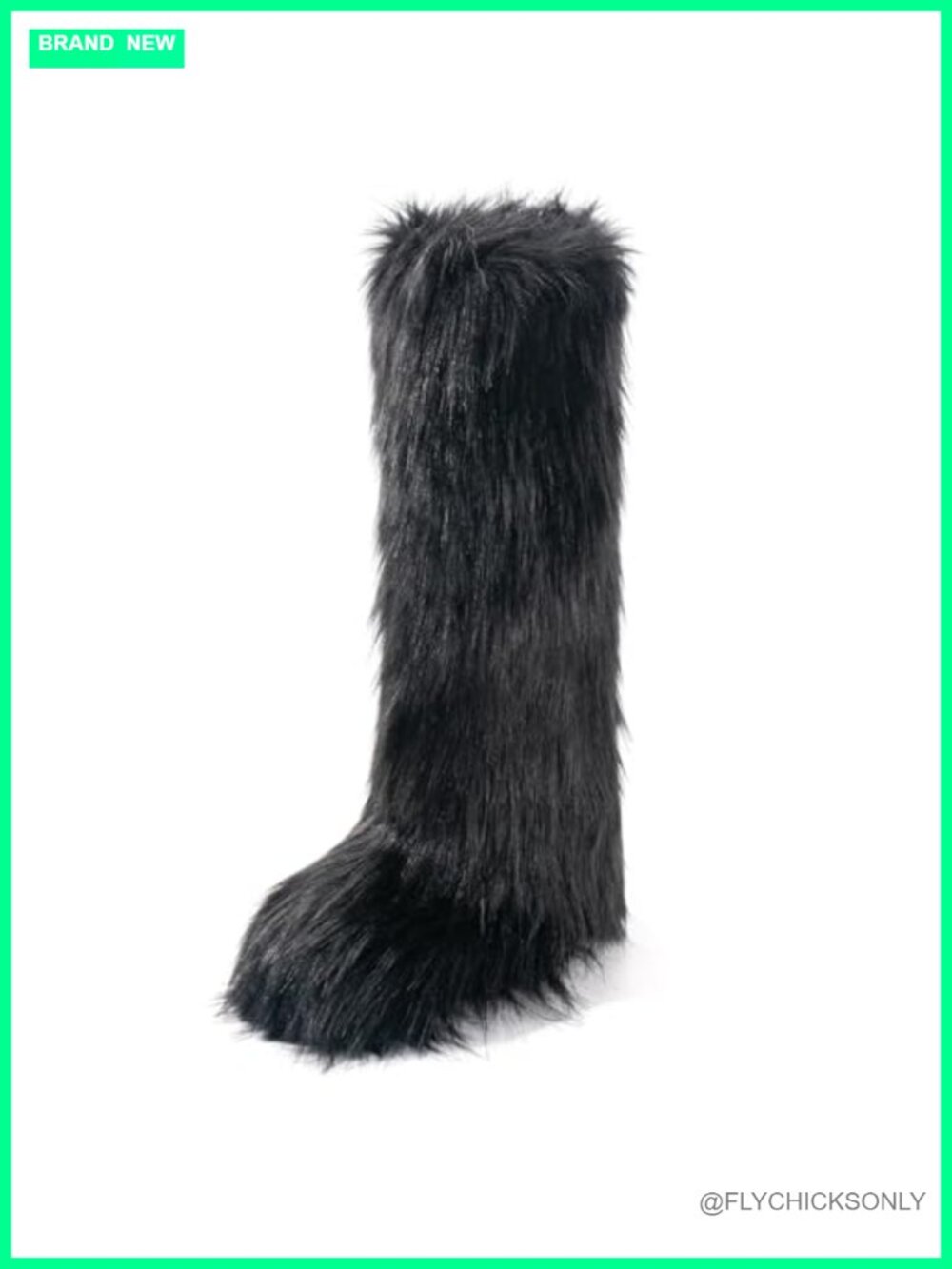 Faux Fur Knee-High Winter Boots Fluffy Round Toe Warm Snow boots